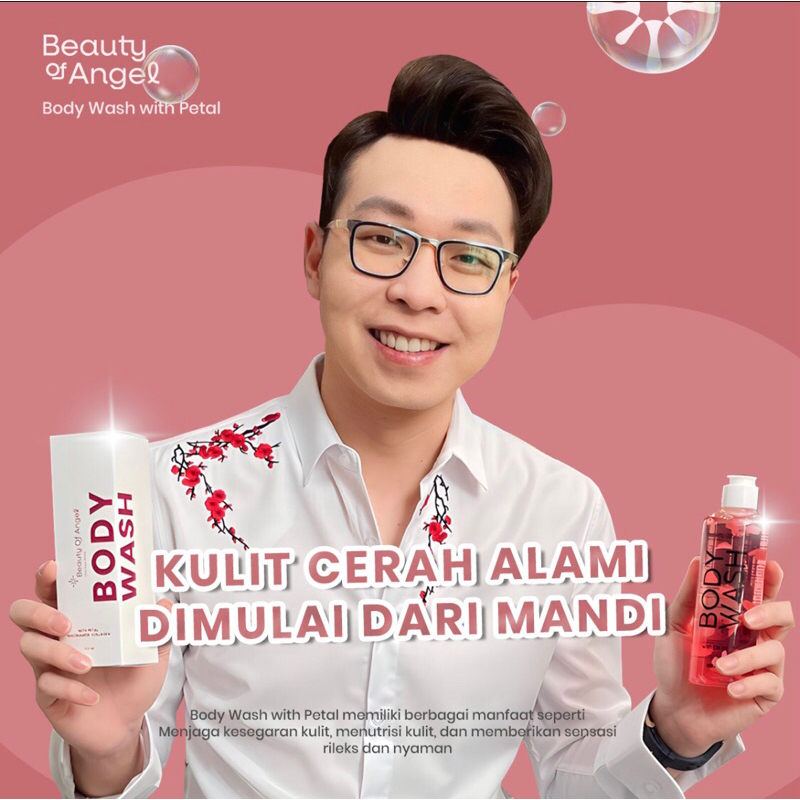 Rose Petals Soft Body Wash Sabun cair unik dengan kelopak bunga mawar asli untuk mencerahkan