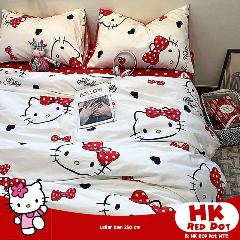 kain sprei meteran hello kitty hk red dot bintang kecil star