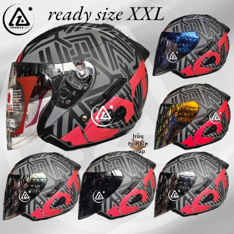 HELM KYT GALAXY FLAT R MOTIF NEON FUXIA MATT/PINK DOFF | HALF FACE | READY SIZE JUMBO XXL