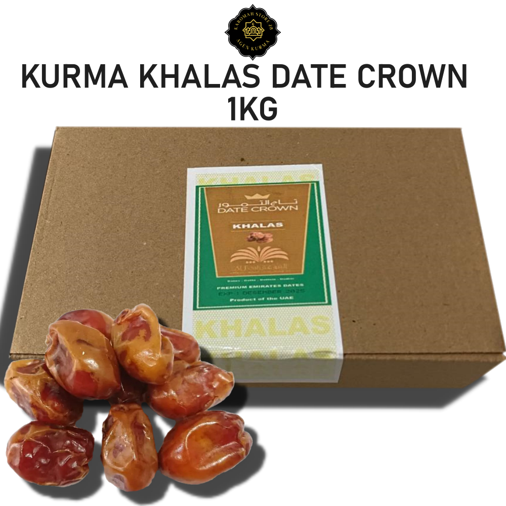 

Kurma Khalas [1KG]//kurma DATE CROWN Premium Quality [KEMASAN DUS COKLAT]