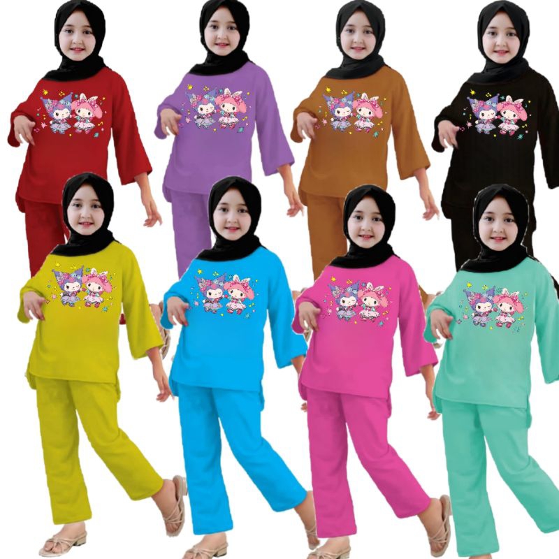 SETELAN ANAK KUROMI MELODY / BAJU ANAK KUROMI / BAJU ANAK MELODY / BAJU SETELAN ANAK KARAKTER SANRIO