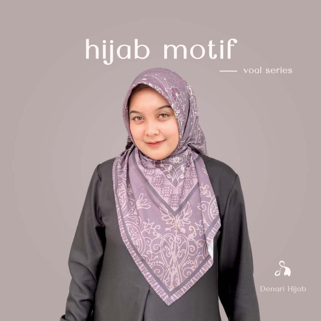 Kerudung Segi empat | Hijab Motif Voal Sublime Ungu Lilac