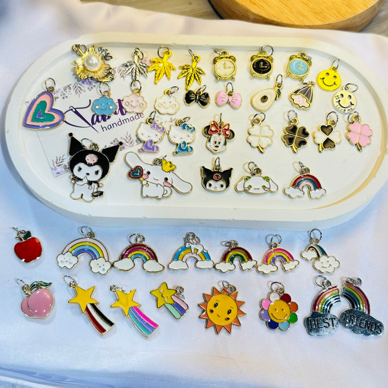 charm enamel sanrio kuromi hello kitty clover rainbow smile