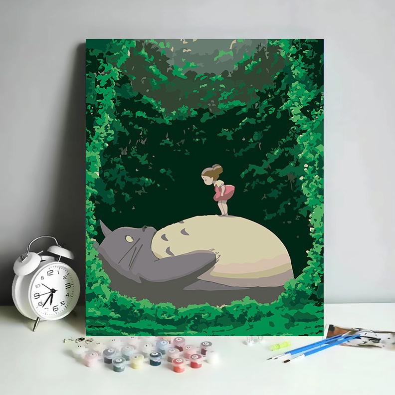 

KODE Y2I6 HARU 3x4cm Paint by Number Kit Canvas DIY Character Totoro Ghibli Spongebob Kanvas Lukis Set Menggambar Melukis