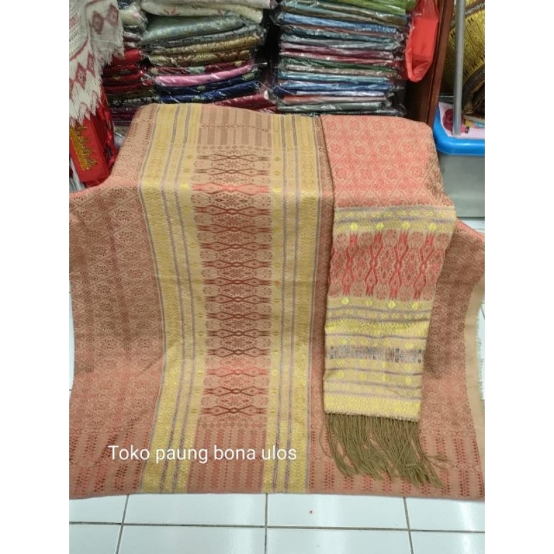 SONGKET TUMTUMAN TARUTUNG TTS BENANG BEMBERT PRADA KOREA WARNA KUNING KUNYIT TUMPAL PINK.