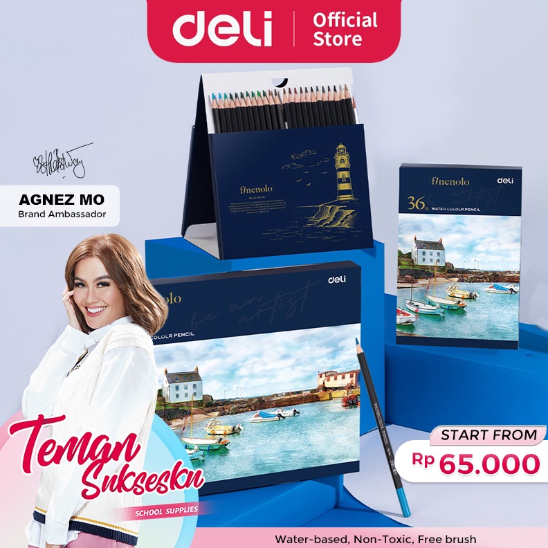 

KODE C1N Deli Finenolo Watercolor Pencil Pensil Warna Non Toxic Free Brush HE51