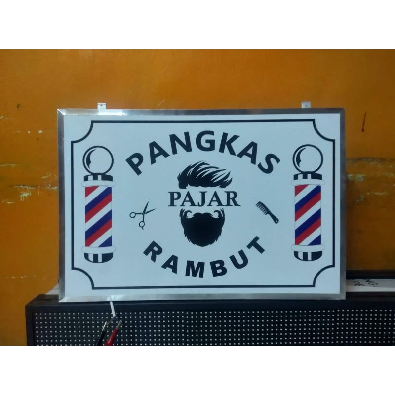 Plang Nama pangkas rambut/barbershop neon box Akrilik Uk 50x50cm