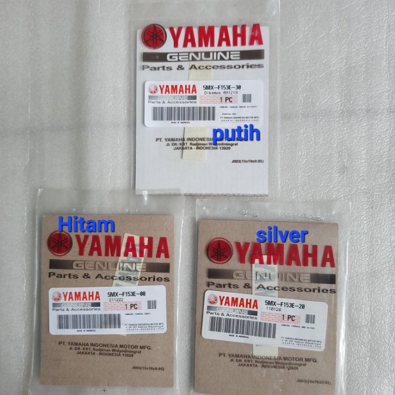 Stiker Emblem Logo Tulisan YAMAHA Kecil Warna Hitam Putih Silver Mio Sporty Smile Bagian Tameng Depa