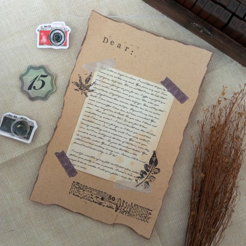 [romanticraft] Kertas Surat Vintage jadul kuno / Kartu ucapan A5 / Surat gulung aesthetic free tali 