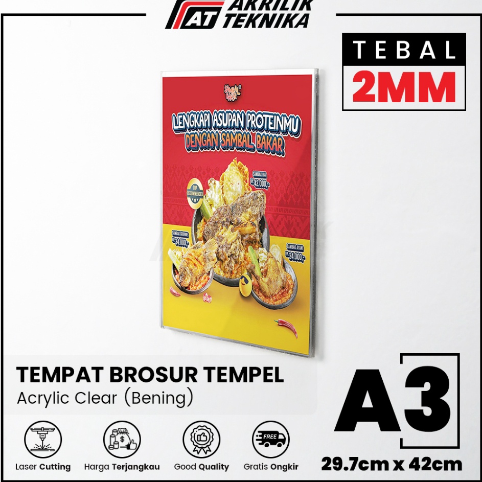 

Murah Sekarang Akrilik Tempat Brosur Tempel Sign Holder Qris Barcode Menu Wall Thicker Acrylic Ukuran A3