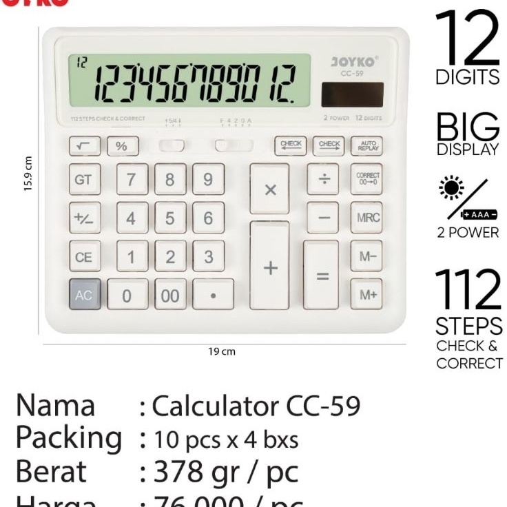 

Cuci Gudang calculator cc59 joyko 12 digit