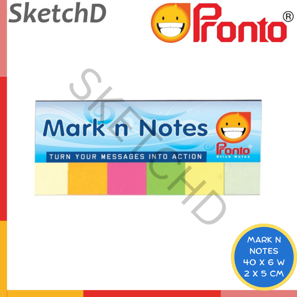 

Memo Tempel Kertas 6 warna Pronto Sticky Notes Mark n notes 2 x 5 cm