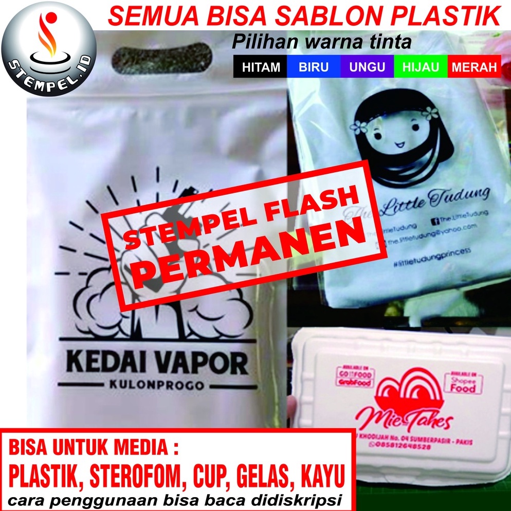 

KODE X4J8 Stempel Custom Stempel Plastik Sterofoam Mika Free Tinta Permanent Waterproff
