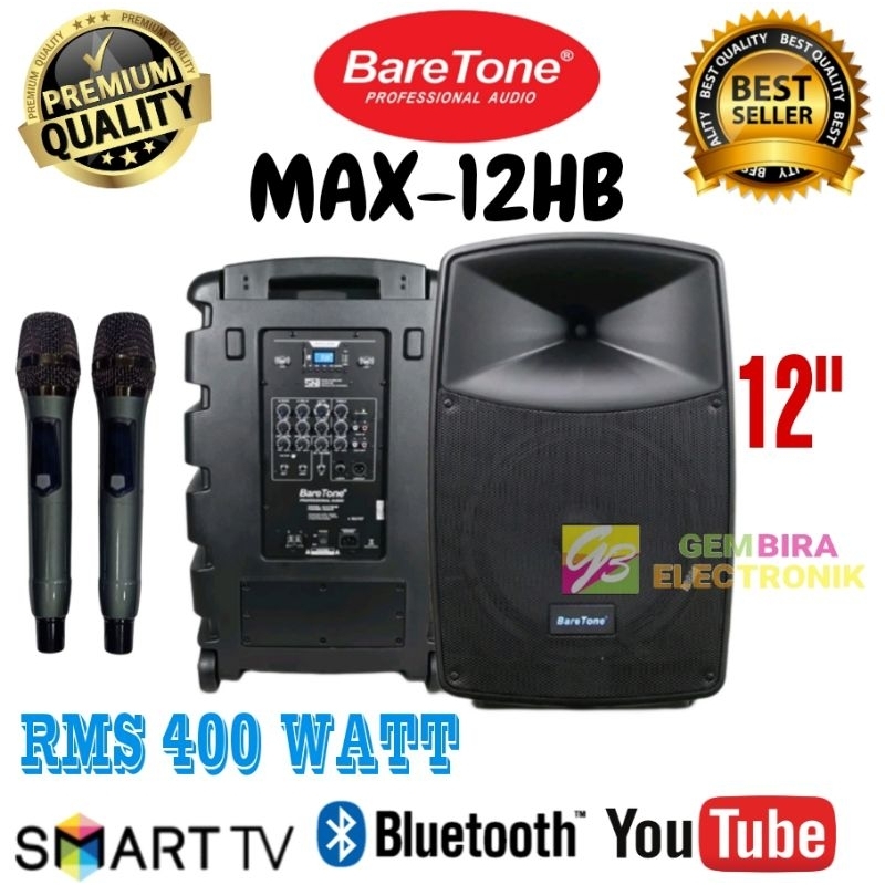 Paket Speaker Aktif Karaoke Baretone 12 Inch Max12Hb Portable Original