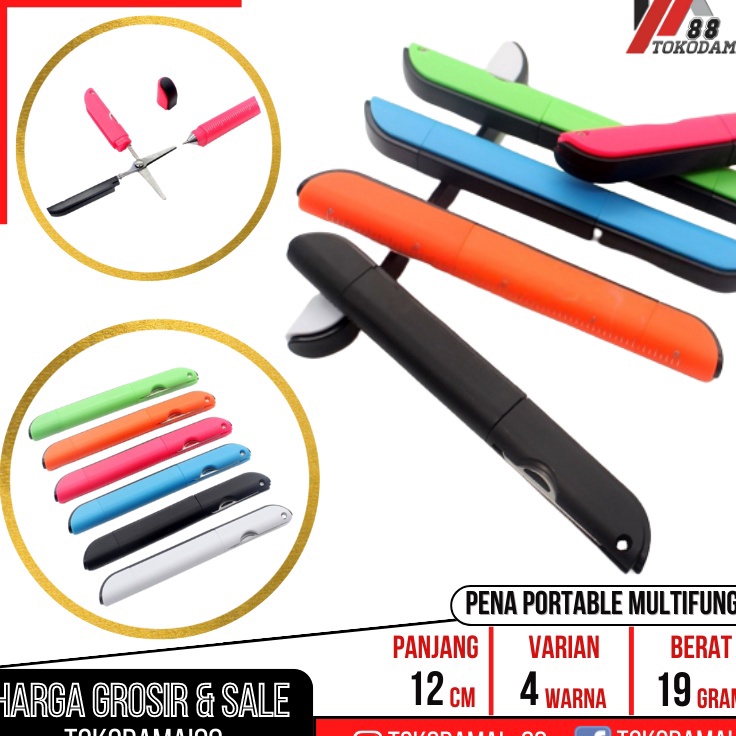 

Ready Banyak PENA PORTABLE MULTIFUNGSI DENGAN GUNTING CUTTER COMPAC PLUS 4 IN 1