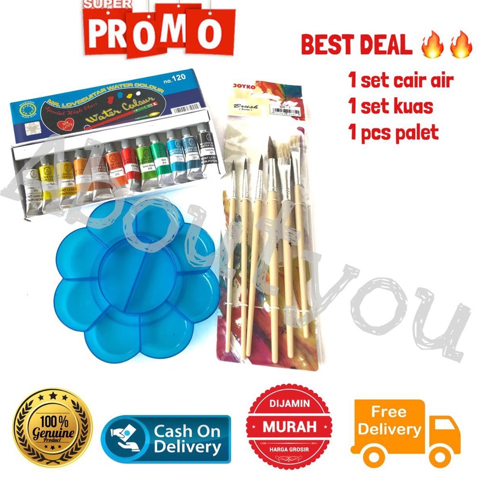 

Segera Pesan Promo PAKET MELUKIS 3 in 1 Palet Kuas Cat Air lukis ART SET murah