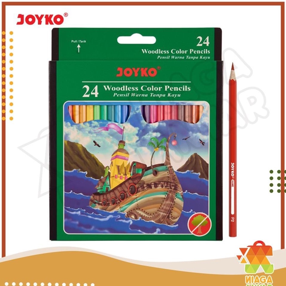 

Stock Ada NAS JOYKO Pensil Warna 24 Warna CP14 Woodless Color Pencils Hexagonal Grips Joyko Panjang isi 24 Pcs