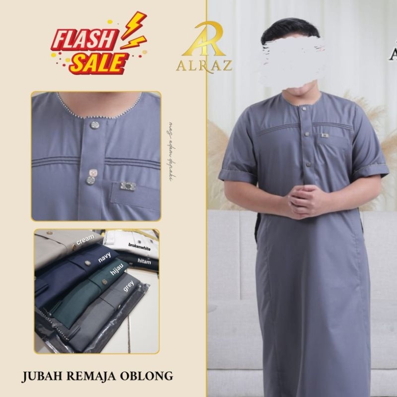 SPESIAL LEBARAN - Baju Gamis / Jubah Oblong Tanpa Kerah Remaja Hitam Putih dan Warna By Alraz Model 