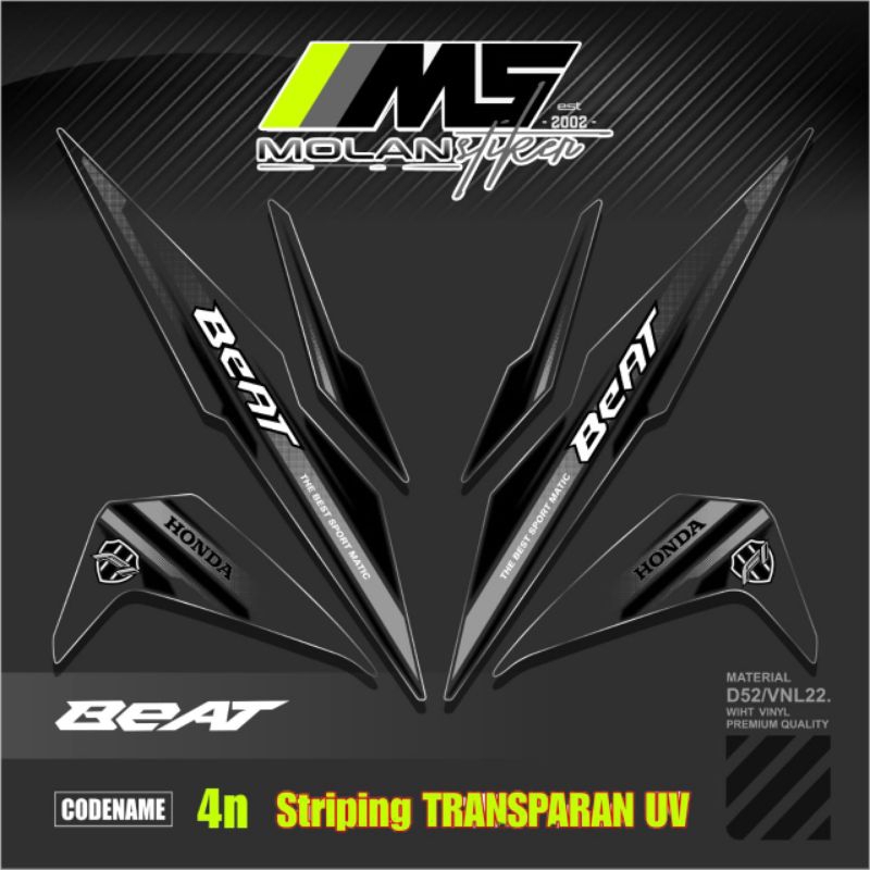 Decal Sticker Striping Variasi Transparan Uv Beat Esp 2017-2019 & Beat Street Transparan Uv Malaysia