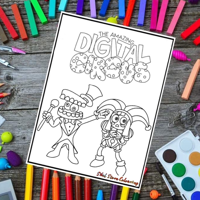 

New Popular Kertas Mewarnai Gambar Anak Tema Digital Circus Kertas Brief Card