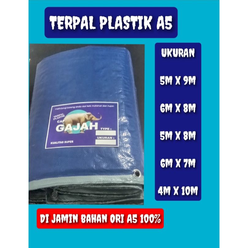 terpal plastik A5 ukuran 5x9, 6x8, 5x8 , 6x7 , 4x10, biru silver