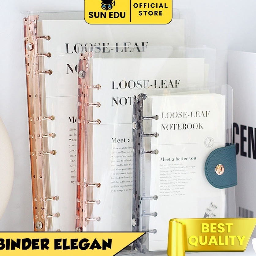

Update Termurah Elegant Binder A5 Transparan Binder with Clip Note Book Loose Leaf Rose Gold Binder