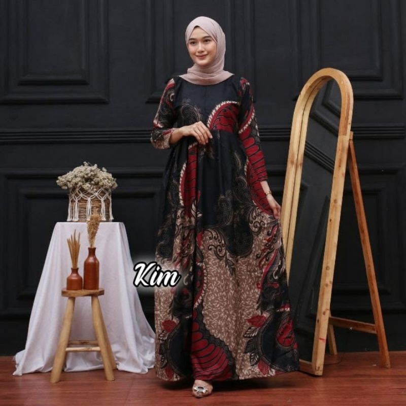 Gamis Batik Wanita Busui Jumbo Ld100 Ld110 Ld120 Ld130 Gamis Busui Resleting Depan