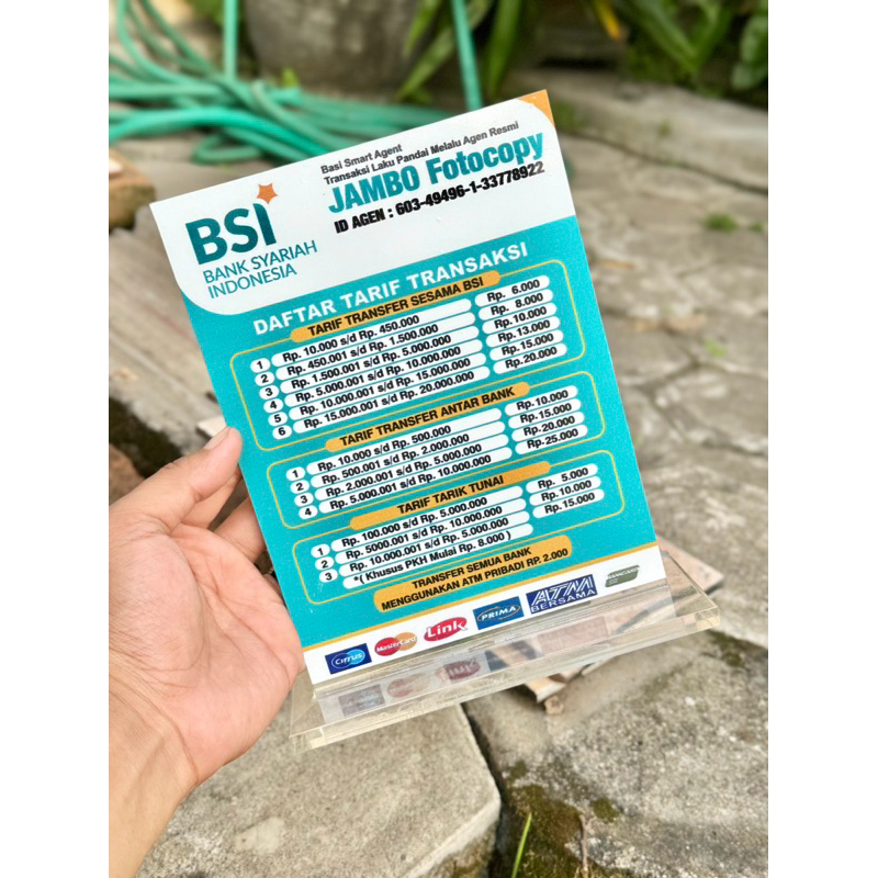

BAHAN TEBAL UKURAN 15x20 BISA CUSTOM AKRILIK AGEN BANK BSI AGEN BSI