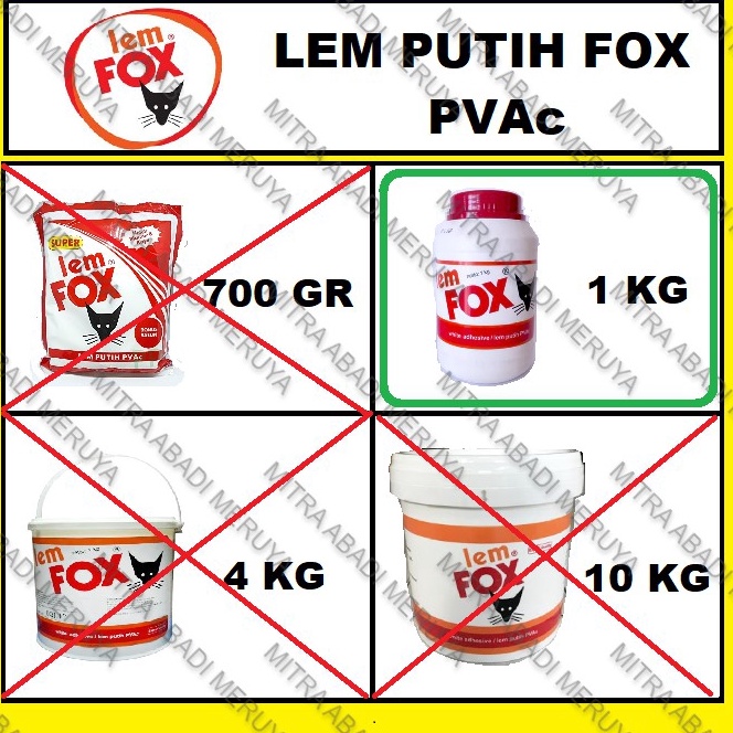 

Update Surprise Lem Putih Lem Kayu Lem PVAc Lem FOX 1kg