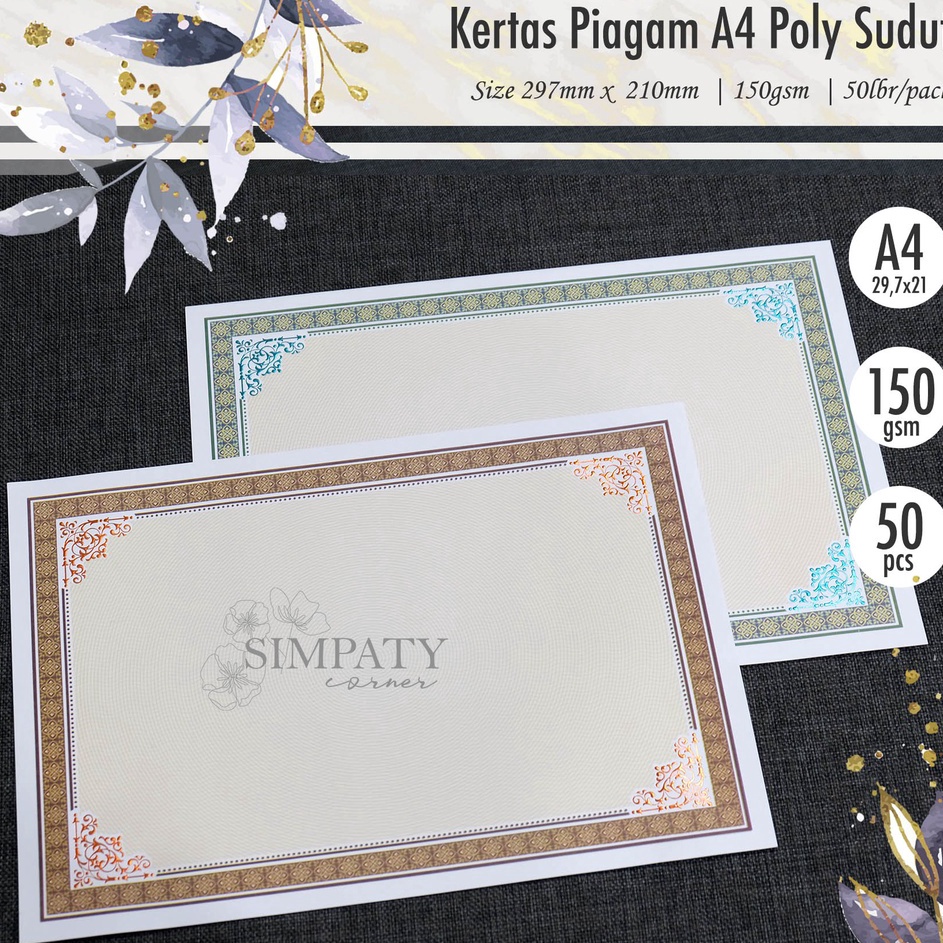 

Importir Kertas Blanko Piagam A4 Simpaty foil sudut