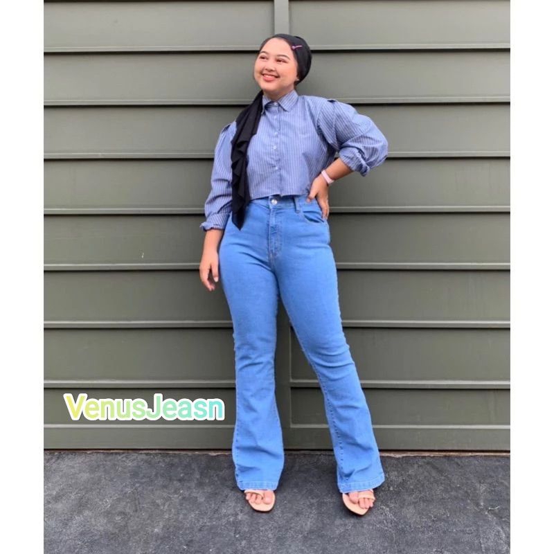 Celana Highwaist Cutbray Jumbo Wanita Big Size 35-42