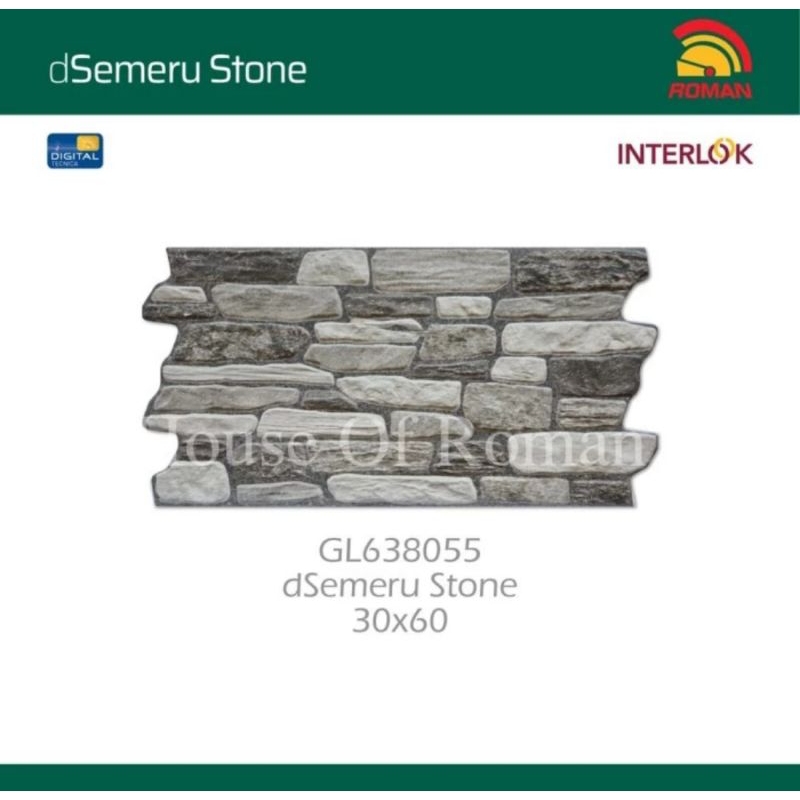 Roman Keramik Interlok GL638055 dSemeru Stone 60x30 / keramik batu alam / keramik teras / keramik pa