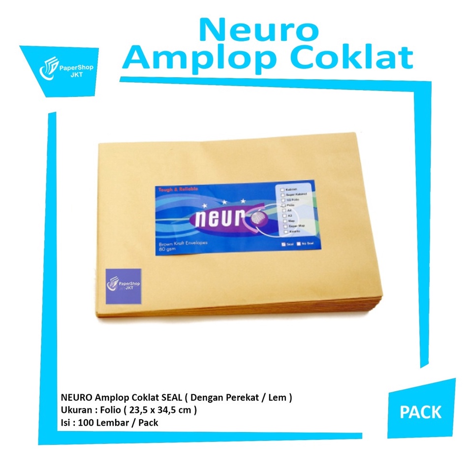 

Promo Termurah NEURO Amplop Coklat Folio Seal 235 x 345 cm Pack