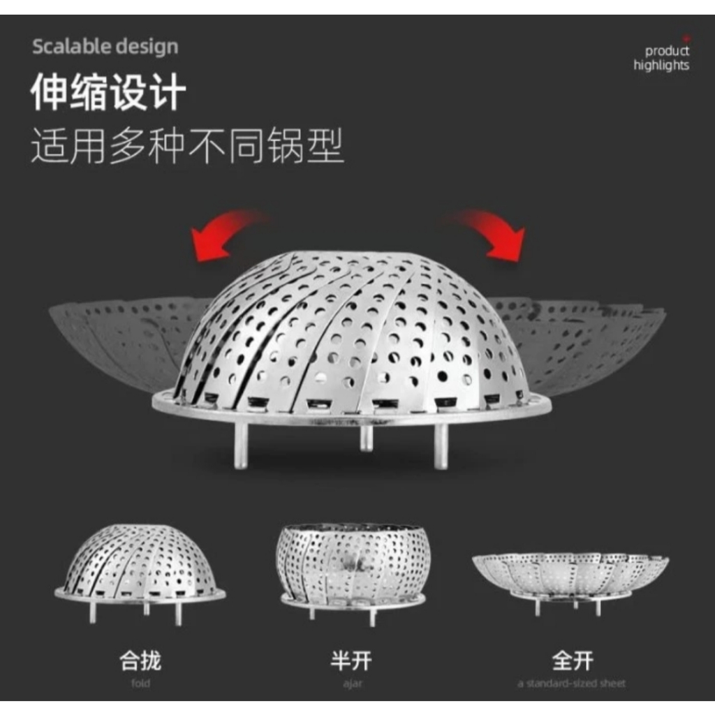 Alat Kukus Stainless Mekar Bunga Makanan Sehat Steamer Basket Kukusan