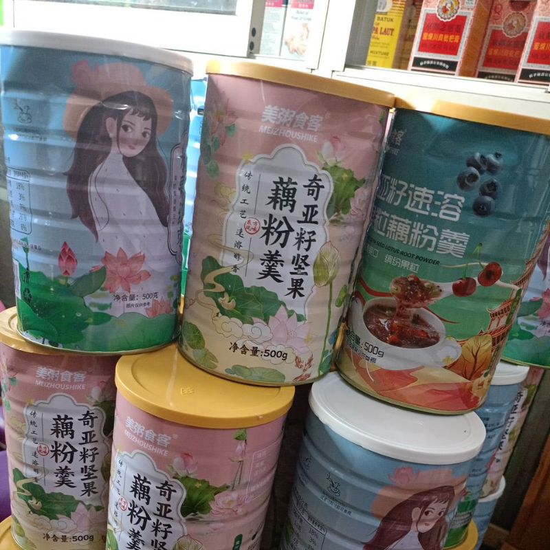 

OUFEN / lotus /serbuk akar teratai,kaleng penyet( Masih bersegel)