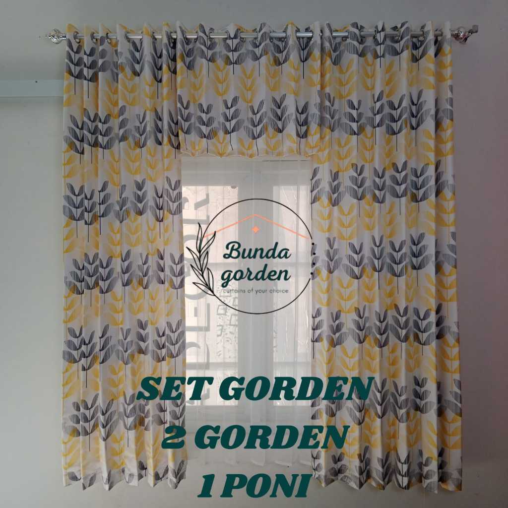 GORDEN JENDELA 1 SET + PONI GORDEN LEBAR 200CM BAHAN SATIN BRIDAL MODEL SMOKRING
