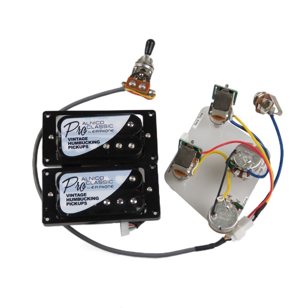 1 Set Black Alnico 5 Humbucker Pickup ProBucker Push / Pull Wiring Harness Pickup Gitar Listrik Untu