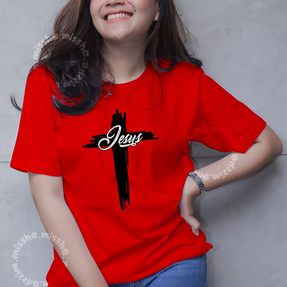 COD ID - Tshirt Motif Kaos DTF salib jesus christus sublime / Kaos Katun Wanita / Baju Kaos Wanita T