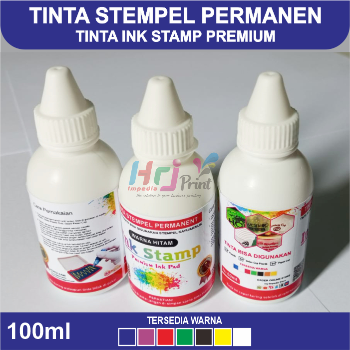 

Tinta stempel permanen waterproof Isi 100ml | Tinta stempel plastik permanent