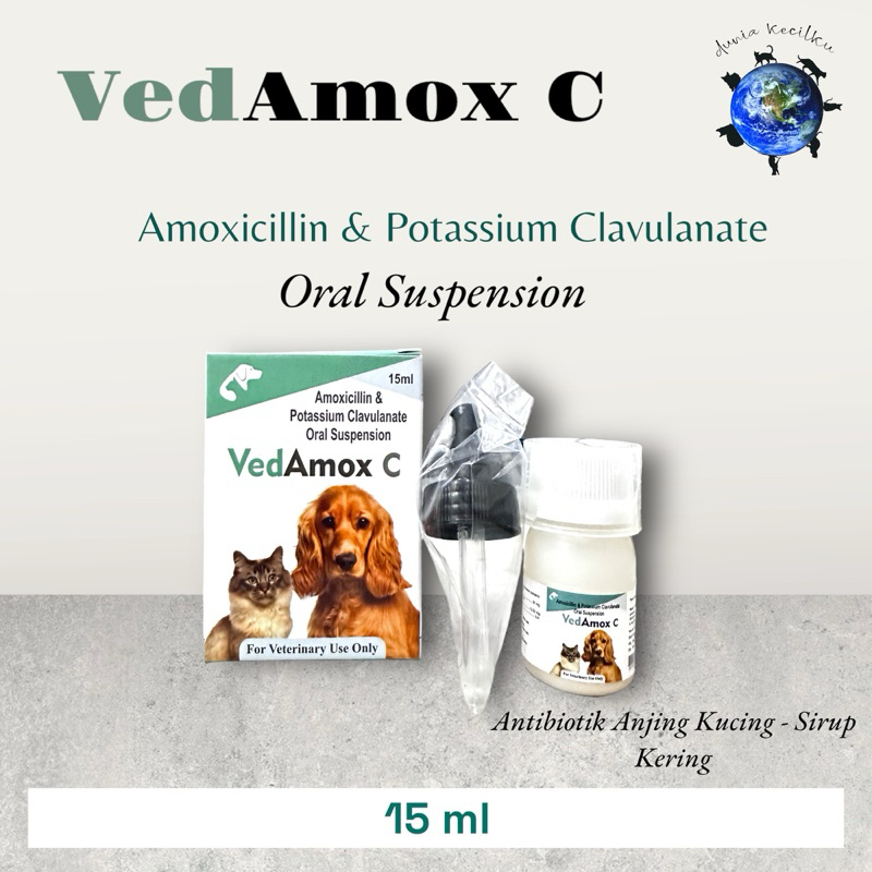 Vedamox C Oral Suspension Cats & Dogs -  Antibiotik Kucing Anjing (15 ML)