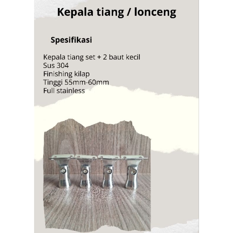 Kepala tiang railing lonceng dudukan tiang railing tangga stainless ss 304