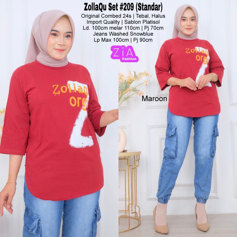 ZIA SET ZOLLAQU 209/SETELAN WANITA BAHAN COMBAD MIX JEANS WASH