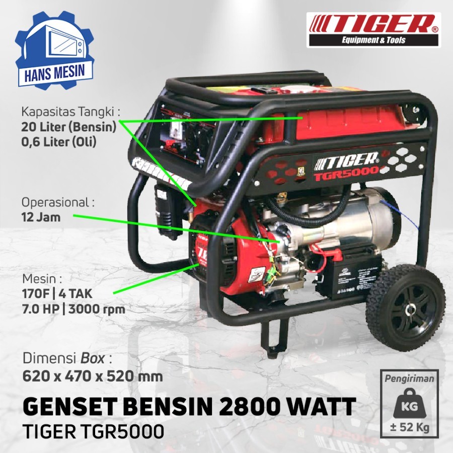 Tiger Genset 3000 Watt TGR 5000 / TGR-5000 / TGR5000