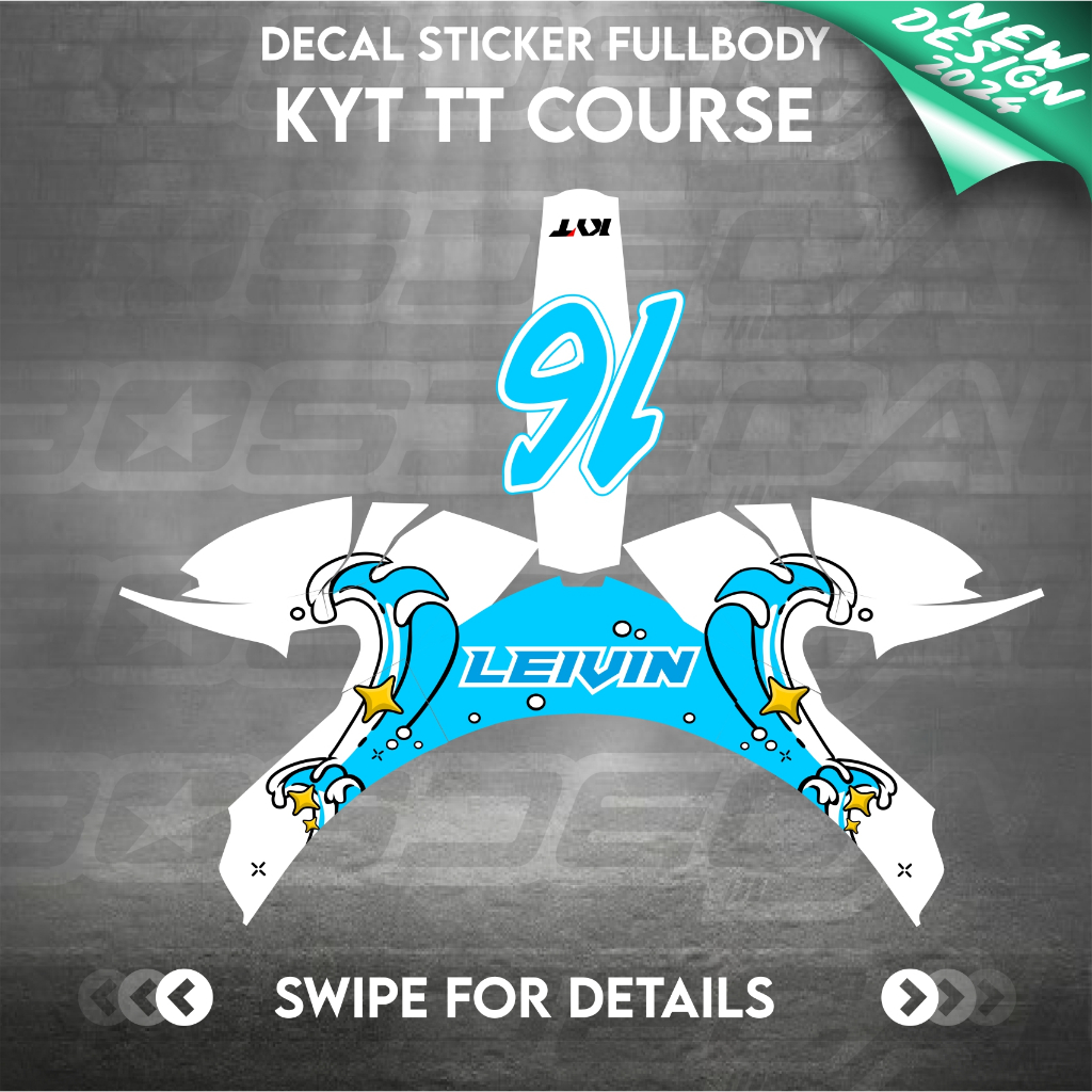Sticker decal helm KYT TTCOURSE TTC TTCOURSE LEIVIN decal helm decal sticker