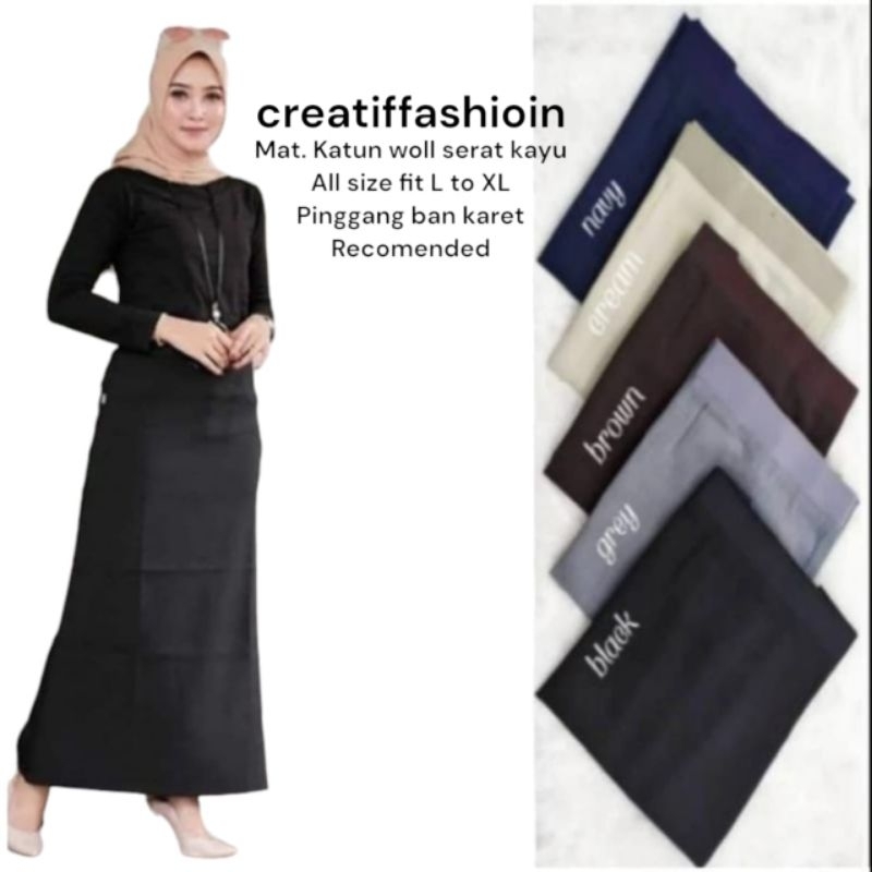 ROK KERJA WANITA ROK A  FULL PINGGANG KARET/ROK KERJA ROK GURU