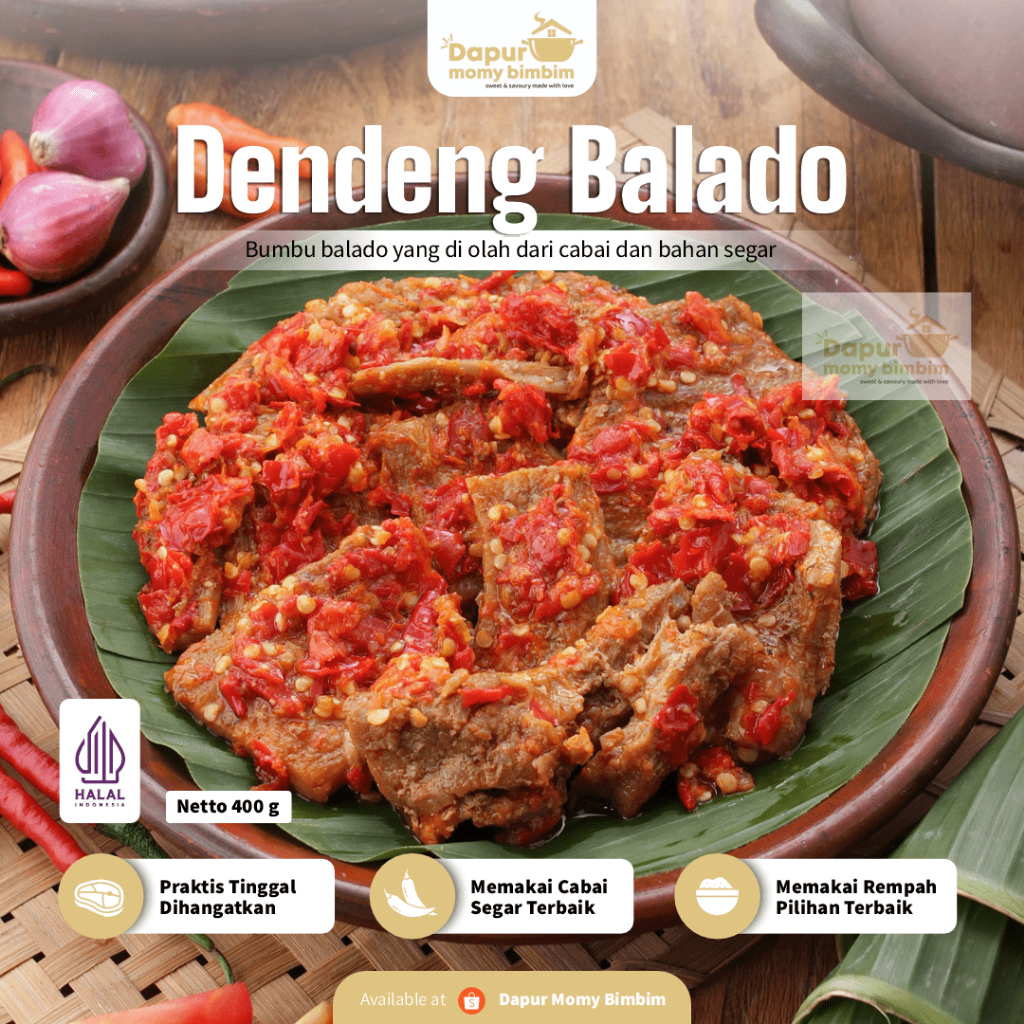 

Dendeng Balado 400gr by Dapur Momy Bimbim Lauk Instan Kemasan Siap Saji Praktis Halal