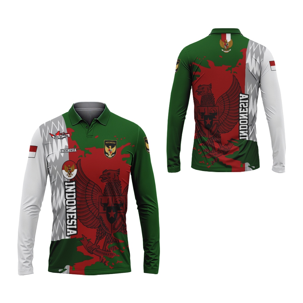 Utamamedia - Kaos Garuda Indonesia Lengan Panjang | Kaos Jersey Indonesia Kerah Polo