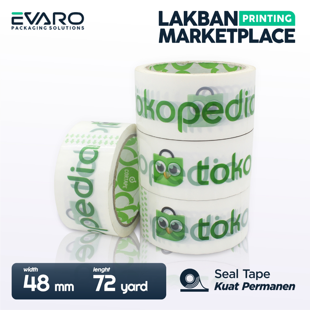 

EVARO - Lakban Printing Marketplace Onlineshop 48mm x 72yard Plakban Putih Hijau