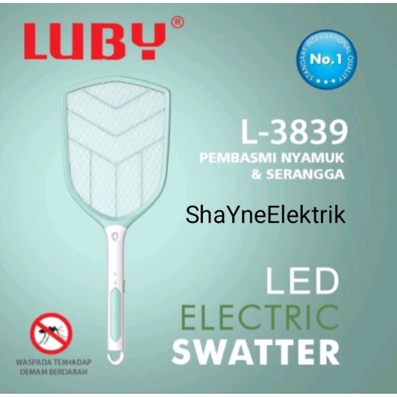 Raket Nyamuk LUBY -  3839 + Senter Cas + Baterai