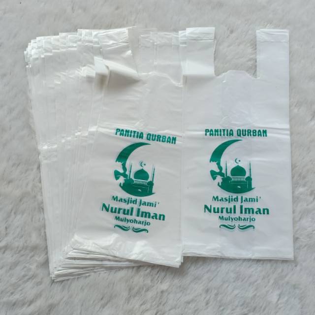 Sablon 1 Warna Kresek Ukuran 28 Qurban Custom Desain Lebaran Haji